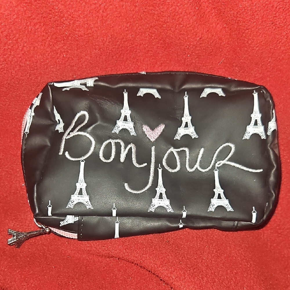 Elegant Black Eiffel Tower Small Cosmetic Bag